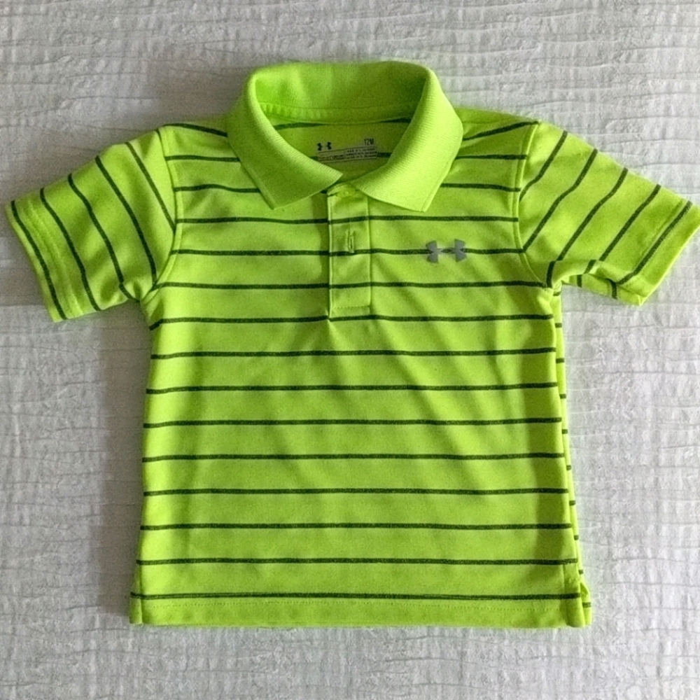 Boys Under Armour neon yellow polo